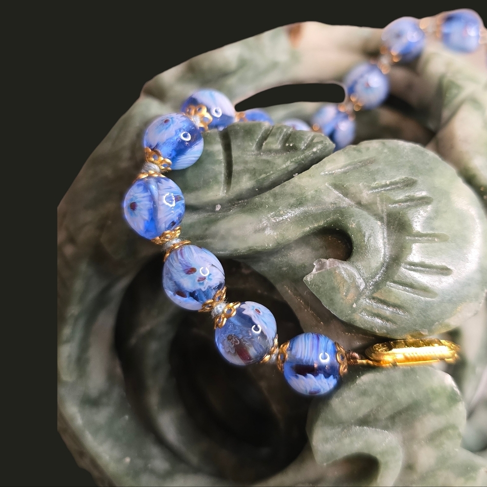 Vintage Millefiori Murano Glass Italian Beaded Bracelet - Picture 4 of 8